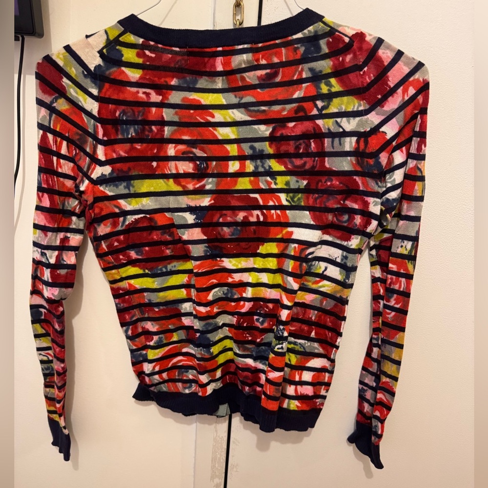 Anthropologie Floral Bright Long Sleeve Sweater Cardigan - Picture 3 of 3